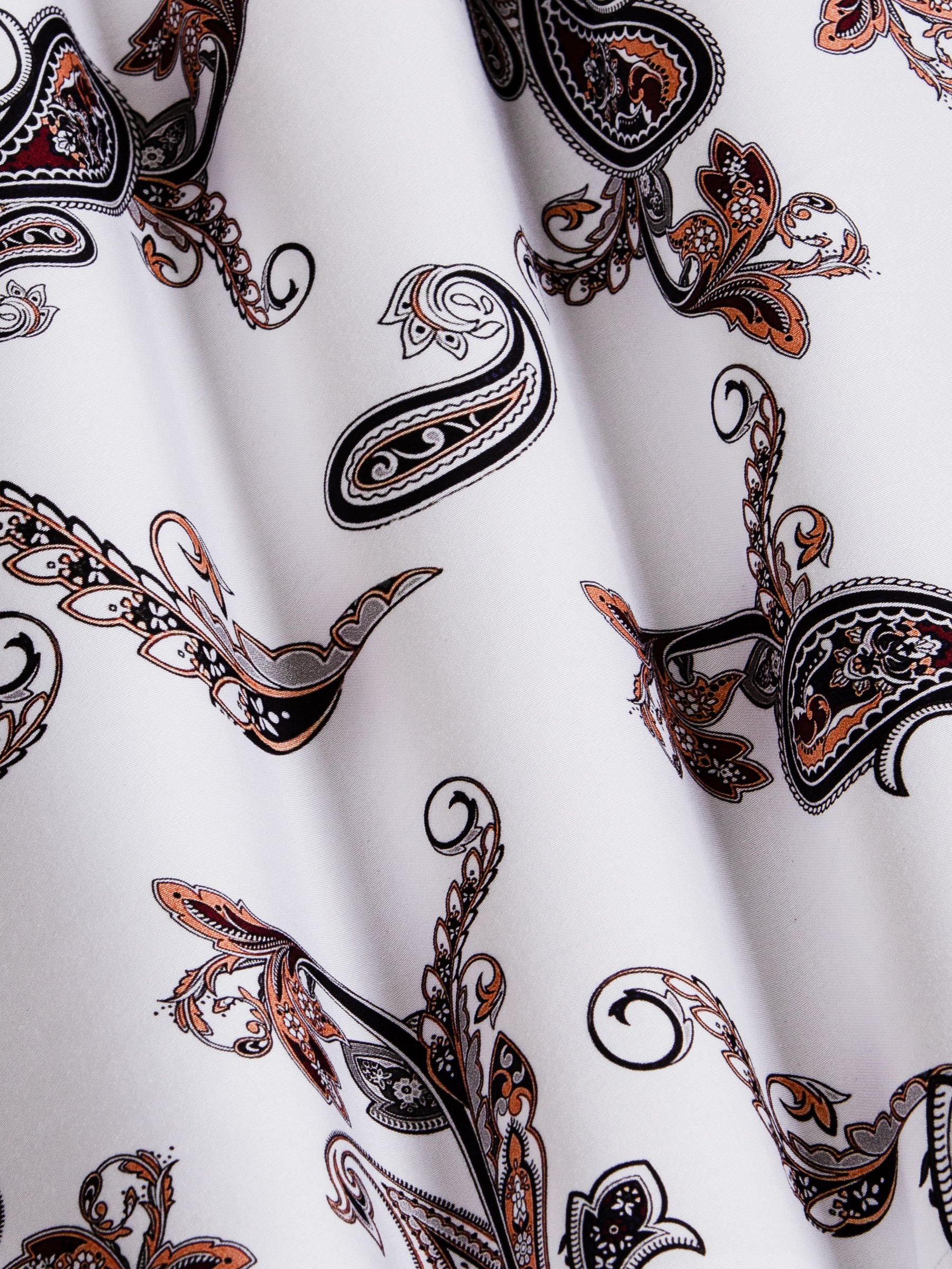 Paisley White Floral Print Overhemd Lange Mouw