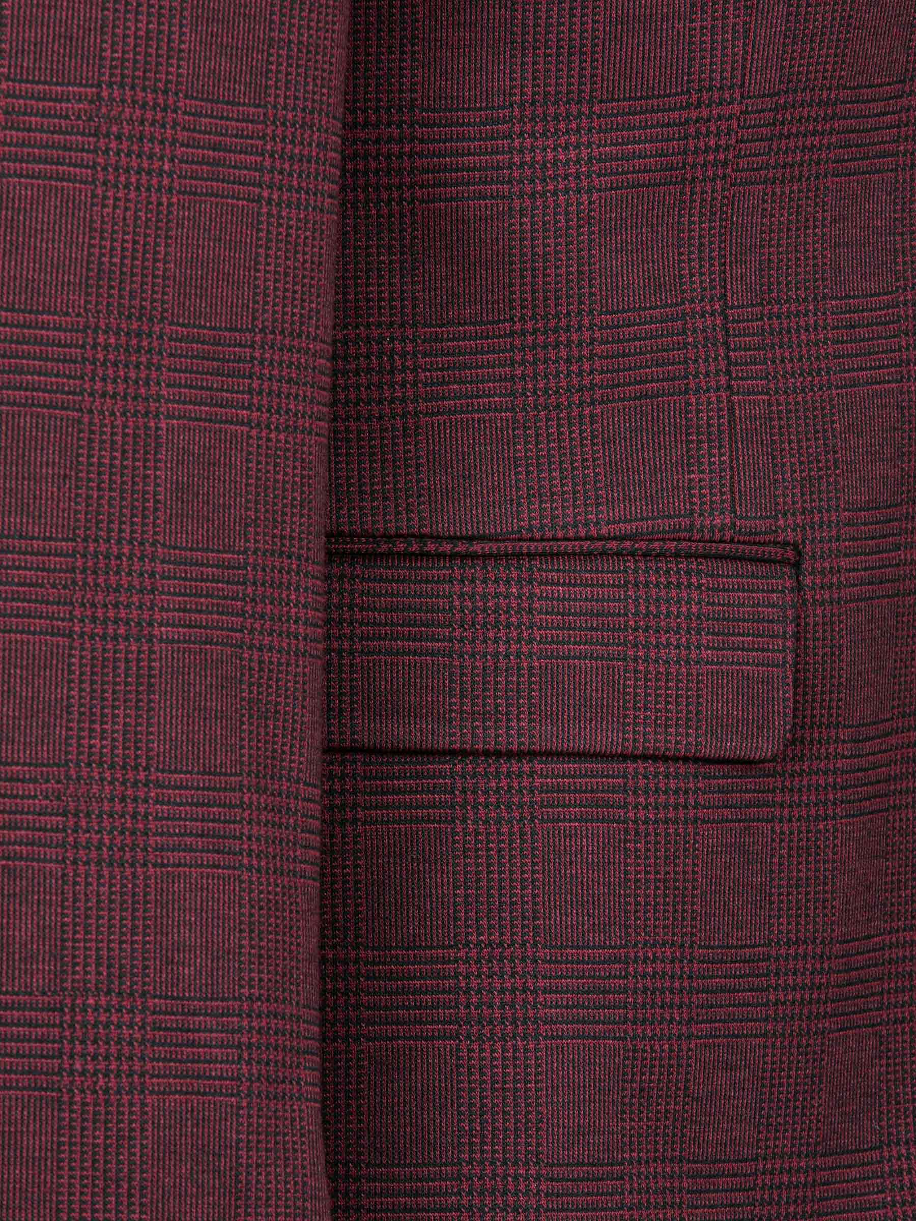 Red Wood Wide Lapel Dark Red Black Suit Colbert